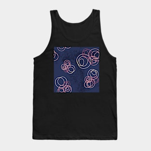 Pastel abstract circle flowers on dark jeans blue with texture Tank Top